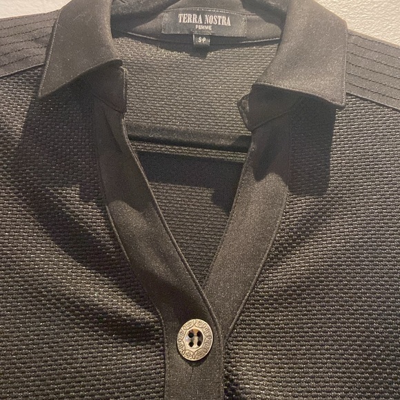 Little black buttoned dress Terra Nostra with belt size small - Picture 2 of 15